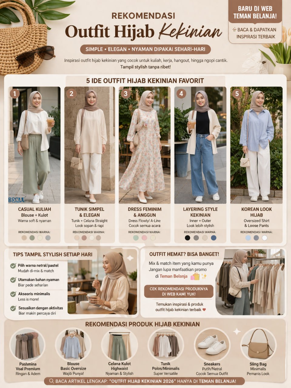 Rekomendasi Outfit Hijab Kekinian 2026: Tampil Simple, Elegan, dan Stylish Setiap Hari